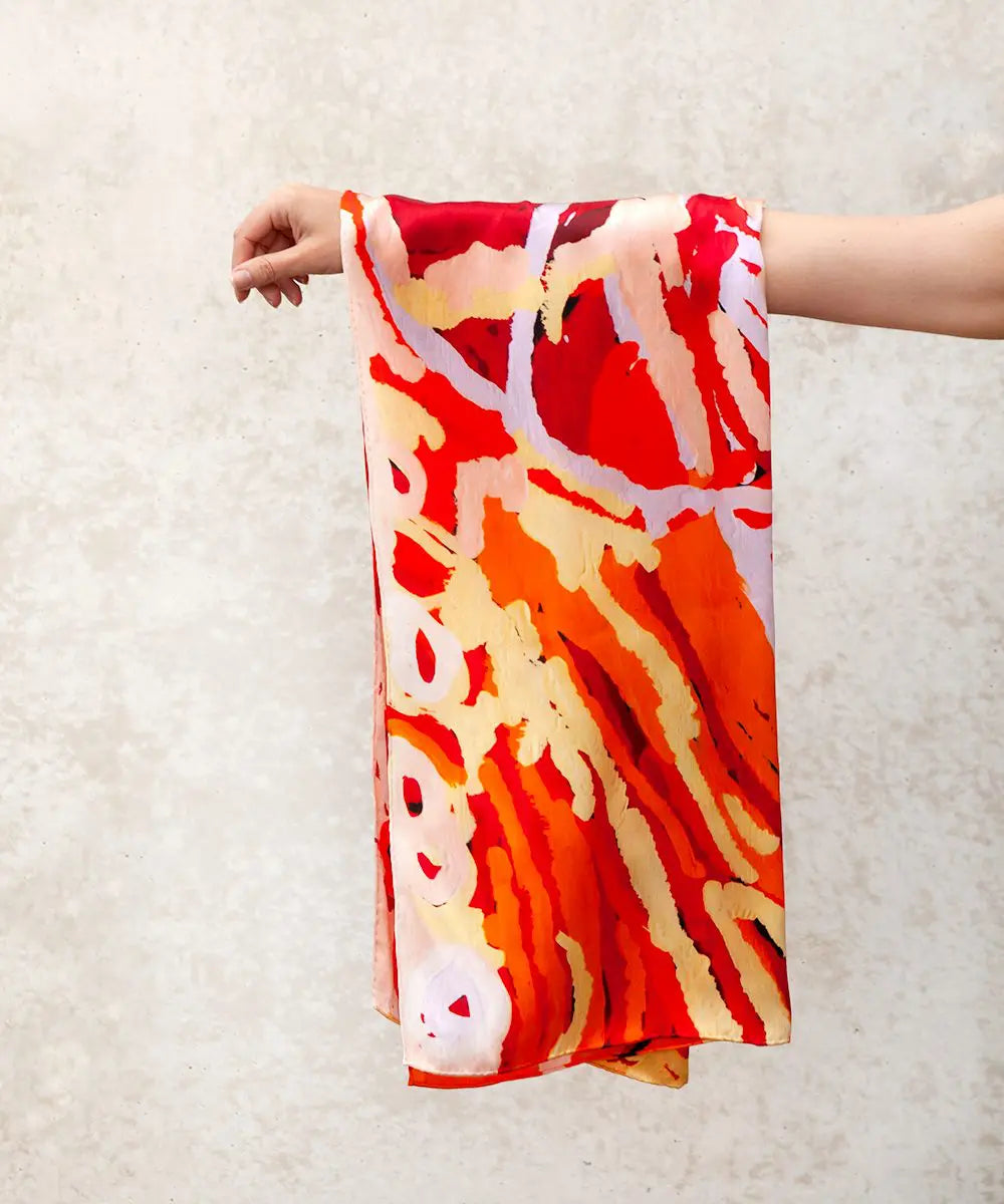 One of Twelve Untitled Silk Scarf by Katarra Butler Napaltjarri Scarves One of Twelve 