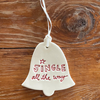 Ceramic Ornament - Christmas Series Ceramics paper boat press Jingle all the way bells 