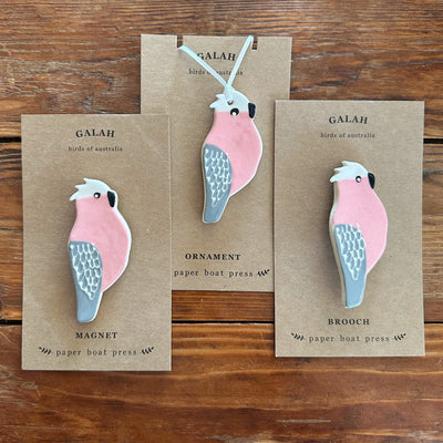 Ceramic Ornament - Australian Series Ceramics paper boat press Galah 