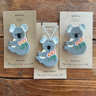 Ceramic Ornament - Australian Series Ceramics paper boat press Koala 
