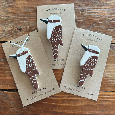 Ceramic Ornament - Australian Series Ceramics paper boat press Kookaburra 
