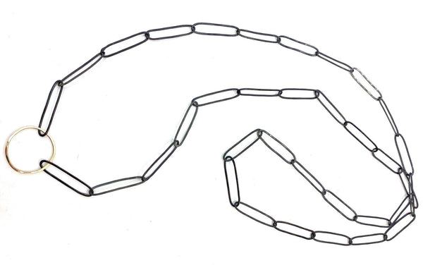 Paperclip and 9ct Gold Round, Oxidised Jewellery Two Plums Design 