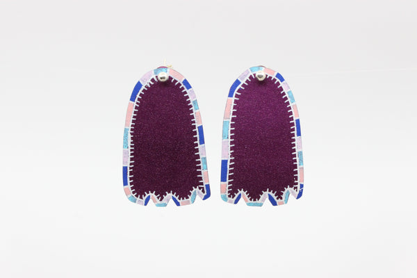 Large Arch Stud Earrings Jewellery Katie Stormonth Red and Blue Pattern 