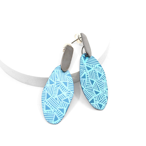 Colour Blend Earrings Large Jewellery Katie Stormonth Blue Oval 