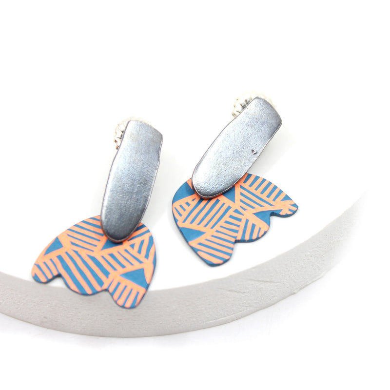 Colour Blend Earrings Small Jewellery Katie Stormonth Orange and Blue 
