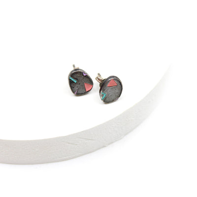 Small Pebble Stud Earrings Jewellery Katie Stormonth Pink Triangles 