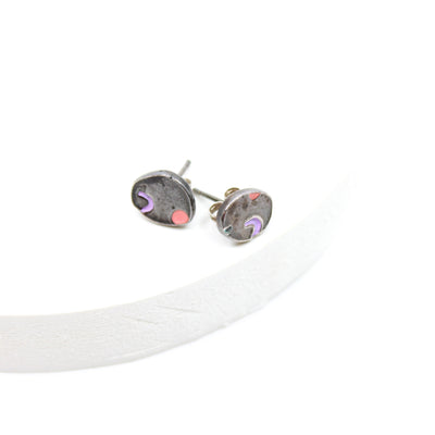 Small Pebble Stud Earrings Jewellery Katie Stormonth Purple Arch 