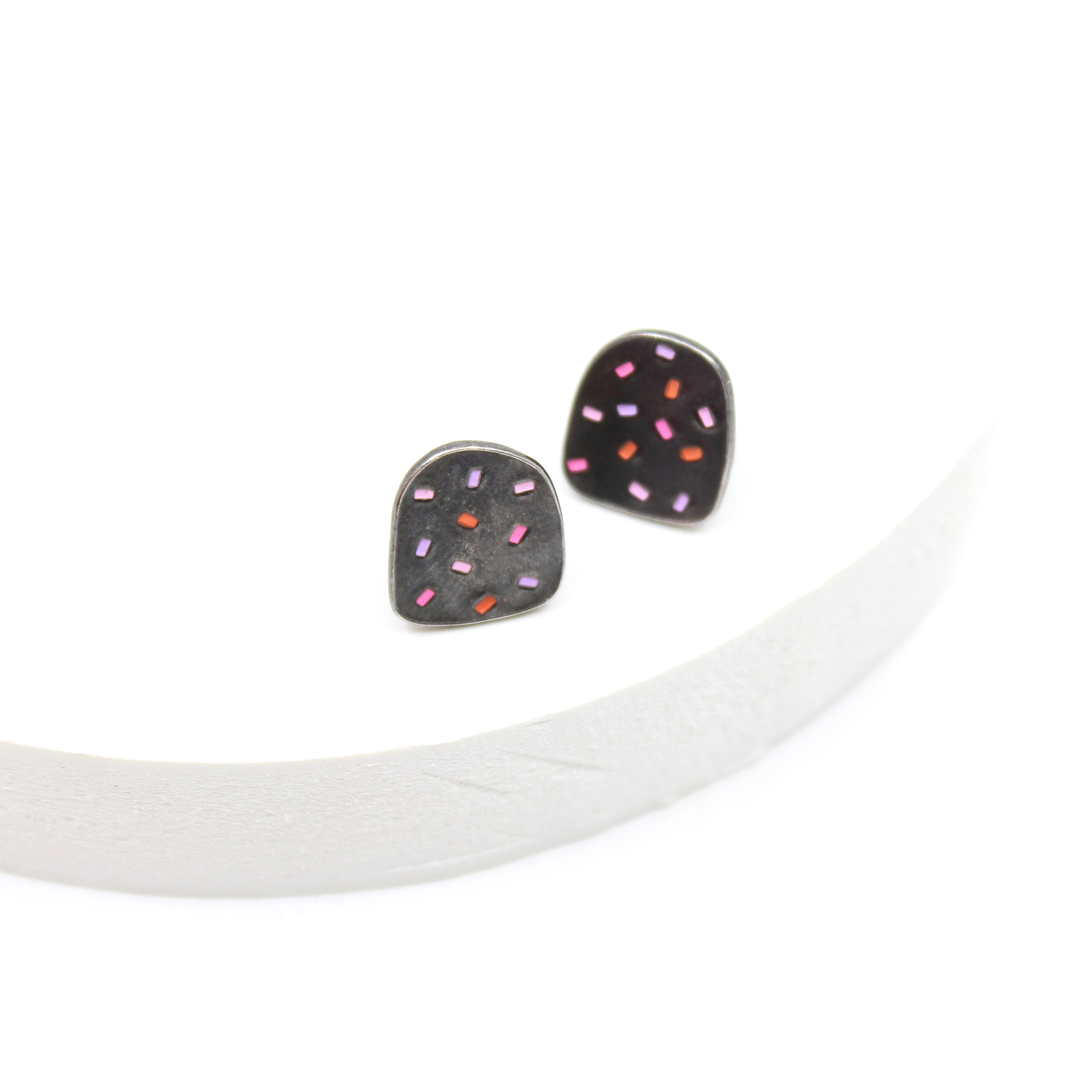 Square Pebble Stud Earrings