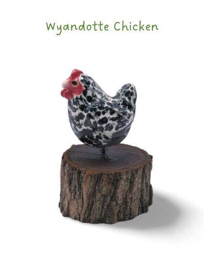 Mini-Bird Series Ceramics Green Bird Ceramics Wyandotte Chicken 