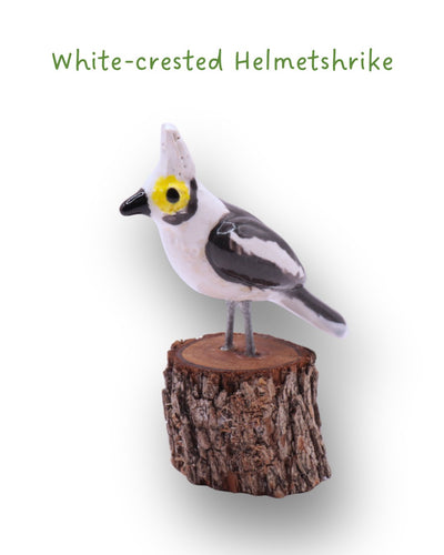 Mini-Bird Series Ceramics Green Bird Ceramics White-crested Helmetshrike 