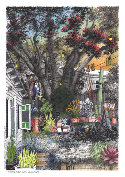 Jumbo Card A4 Cards Alan Innes Ashgrove. Old Backyard in Anderson Ave. 