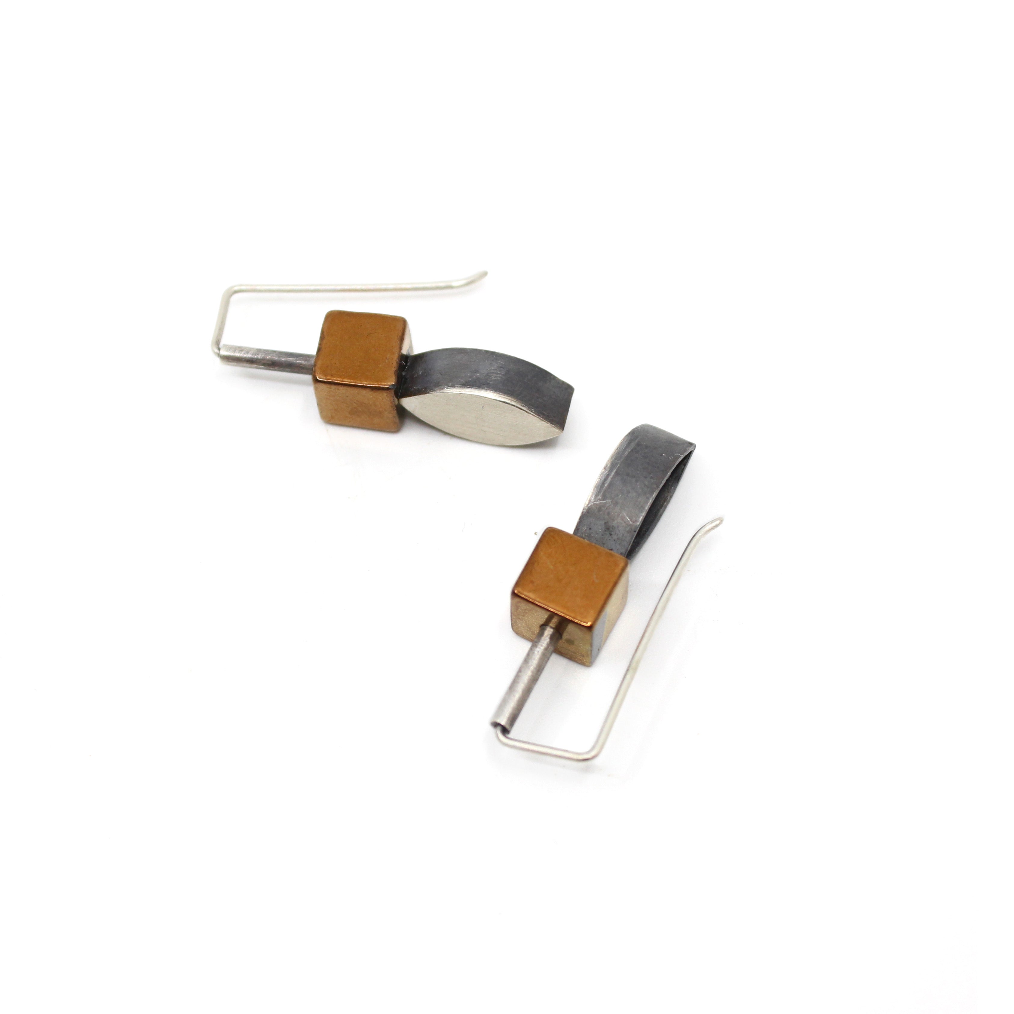 Eye bronze cube earring Jewellery Ari Athans 