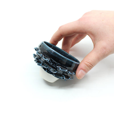 Deeply Textured Cup w/ Tsuki-yo glaze Ceramics Peter Biddulph 3 