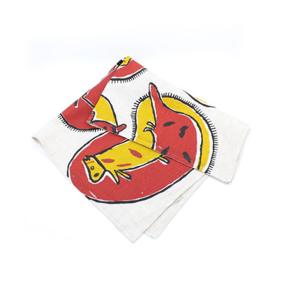 Hope Vale Tea Towels Textiles & Fibre Art Hope Vale Art & Culture Centre Daisy Hamlot - Camp Dogs (Red) 