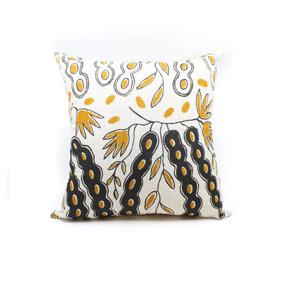 Hope Vale Cushion Covers Textiles & Fibre Art Hope Vale Art & Culture Centre Grace Rosendale - Seed Pods (Mustard / Black) 