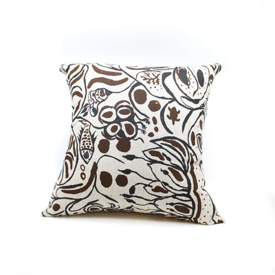 Hope Vale Cushion Covers Textiles & Fibre Art Hope Vale Art & Culture Centre Gertie Deeral - 'Walunga' Swamp (Khaki) 
