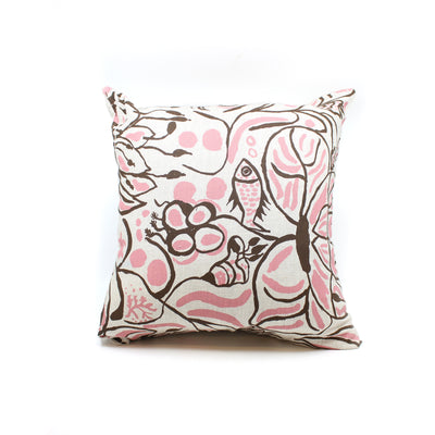 Hope Vale Cushion Covers Textiles & Fibre Art Hope Vale Art & Culture Centre Gertie Deeral - 'Walunga' Swamp (pink and brown) 