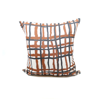 Hope Vale Cushion Covers Textiles & Fibre Art Hope Vale Art & Culture Centre Wanda Gibson - 'Baji' Weaving (Brown / Black) 