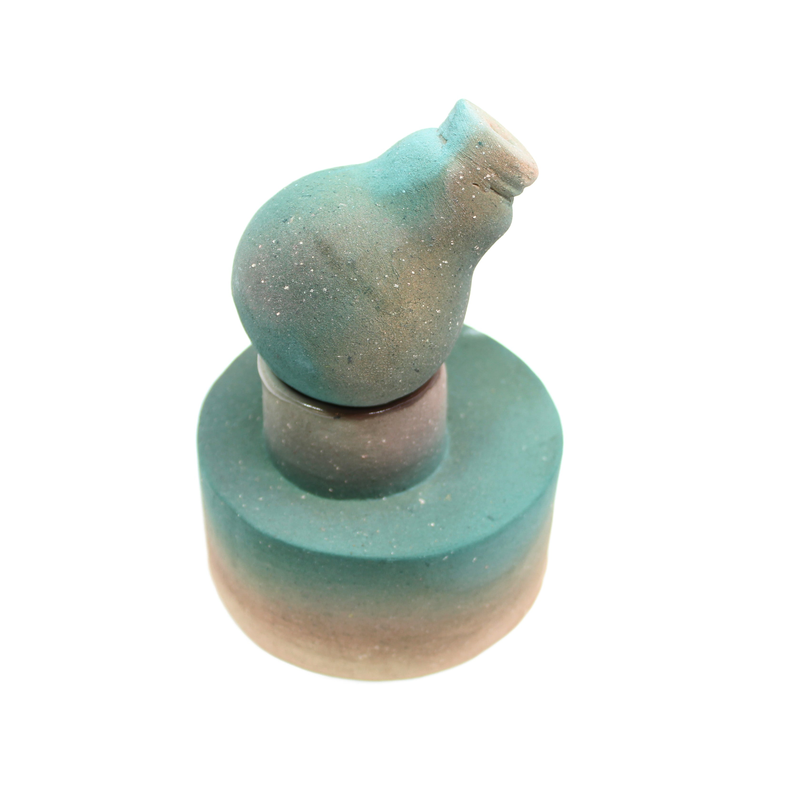 Green lightbulb on base Ceramics Minqi Gu 