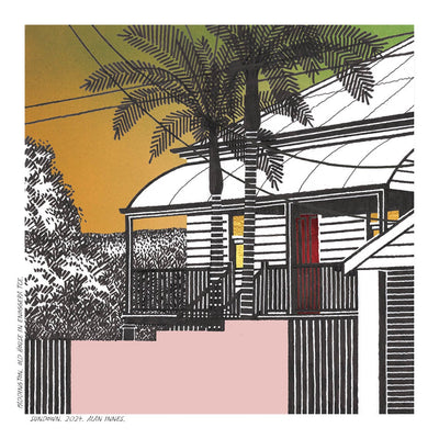 Greeting Card Square Cards Alan Innes Paddington. Old House in Enoggera Tce. 