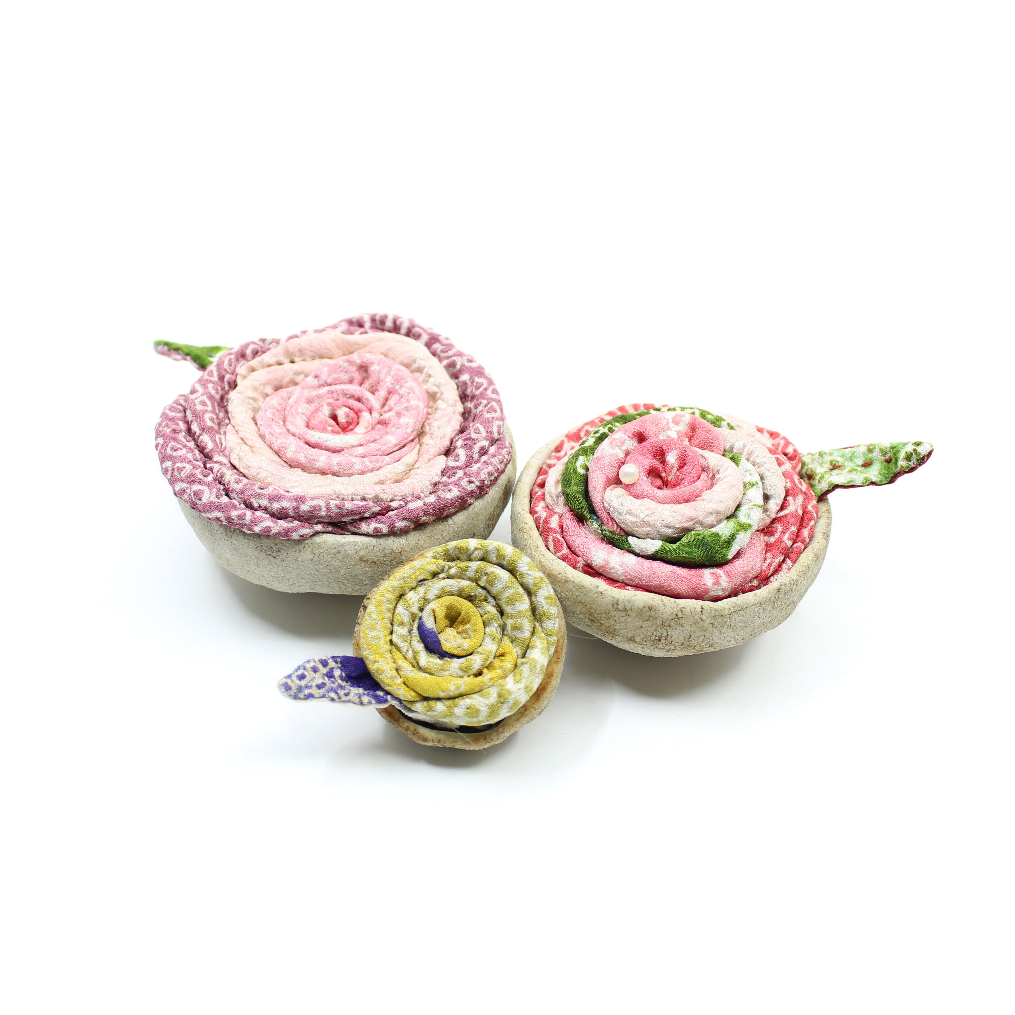 Trio of Flower Pin Cushions