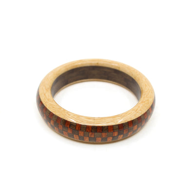 Segmented Turned Bangle - Large Wood Rod Childs #6 Jacaranda + Rosewood + Walnut 