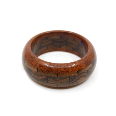 Segmented Turned Bangle - Small Wood Rod Childs #2 Rose Mahogany + Walnut + Ebony 