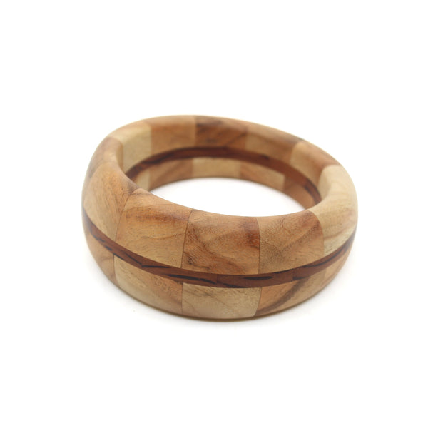 Segmented Turned Bangle - Small Wood Rod Childs #1 Camphor Laurel + Ebony + Becote 