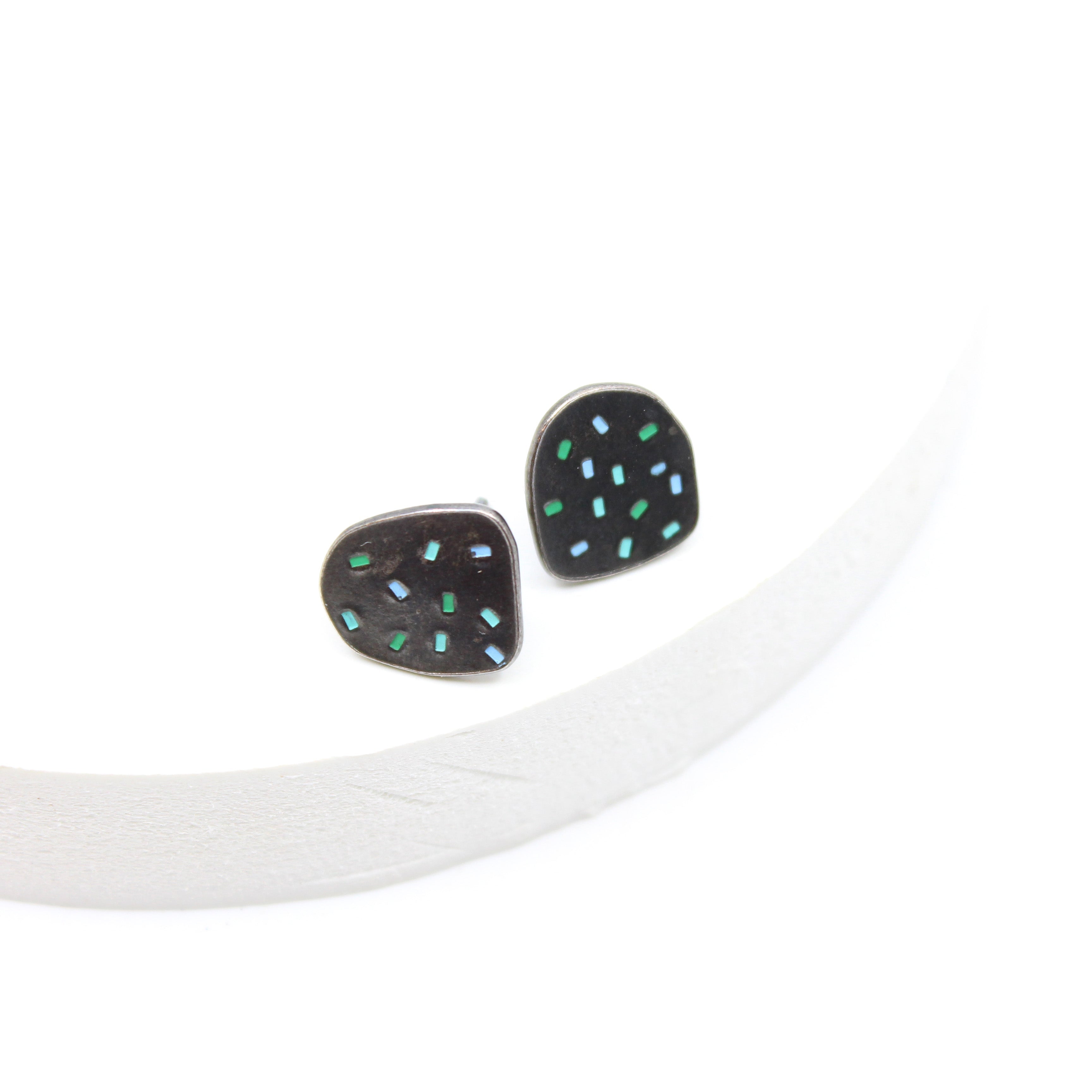 Square Pebble Stud Earrings