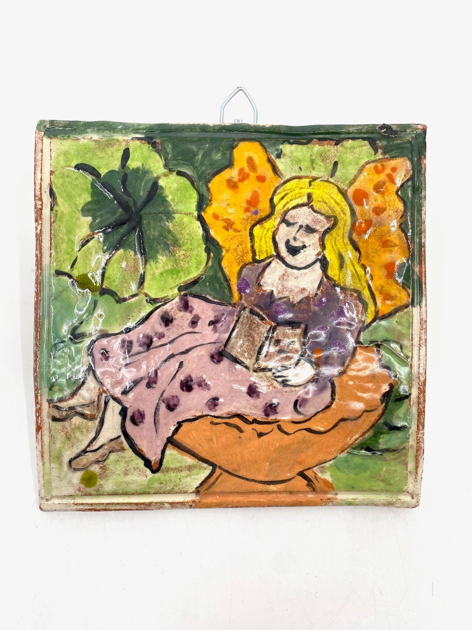Ceramic Wall Tiles Sculpture & Art object Barbara George Lady Reading 