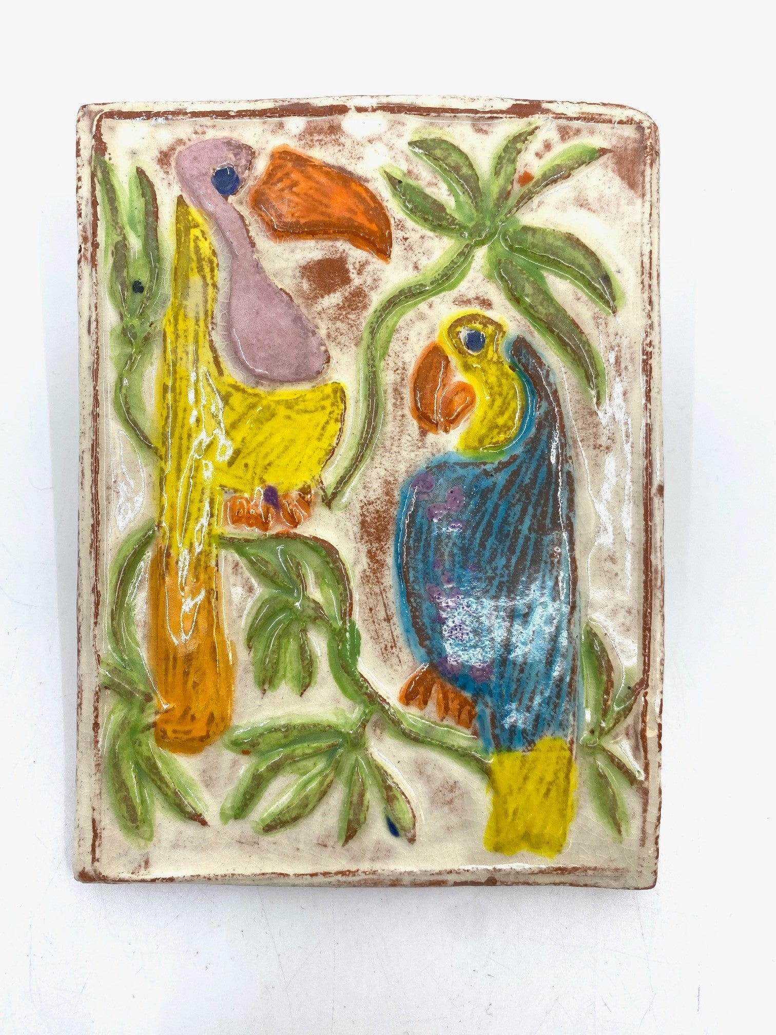 Ceramic Wall Tiles Sculpture & Art object Barbara George Two Birds Pastel 