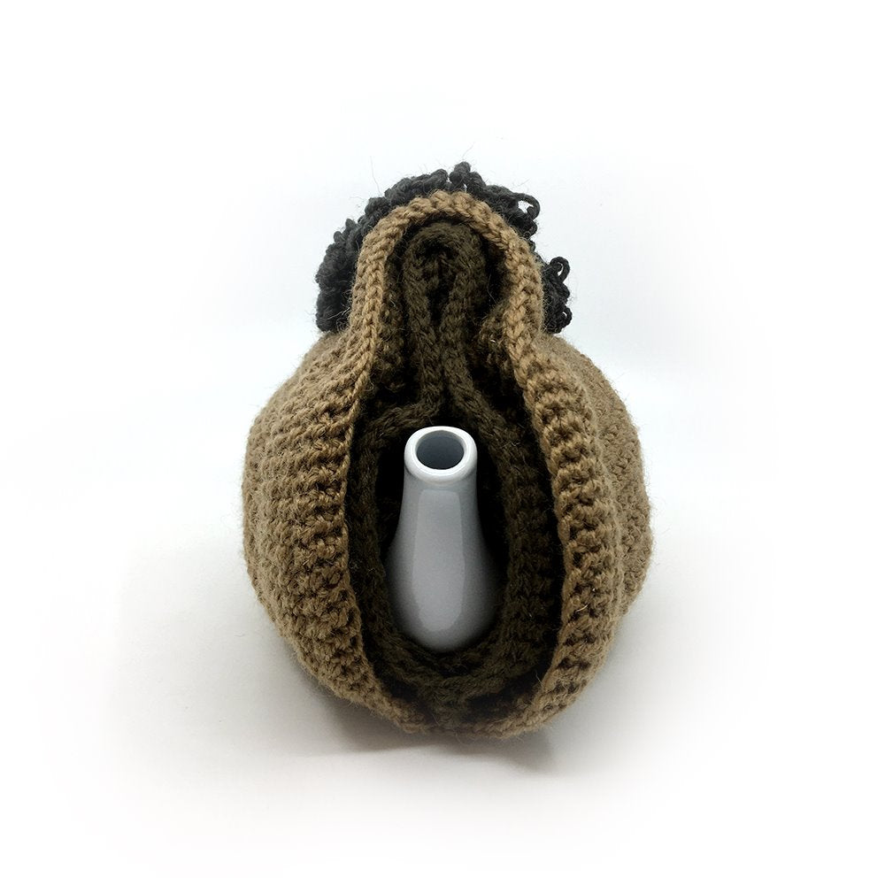 Vulva Tea Cosy (with ceramic teapot) Textiles & Fibre Art Lulu Geraghty Tan 